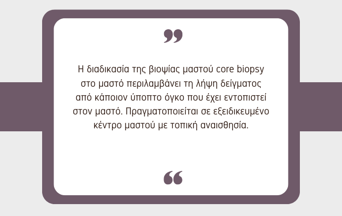 Προεγχειρητική βιοψία μαστού (Core biopsy) - Διαδικασία